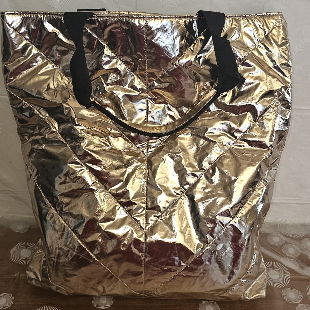 Victoria's Secret Metallic Gold Puffer Tote - Picture 3 of 6